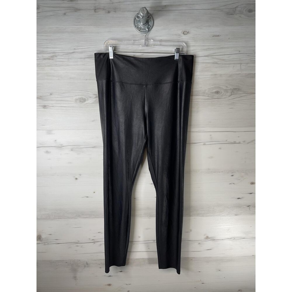 Maison d'Amelie Leggings Womens Large Black Faux Leather High-Rise Pull-On Shiny